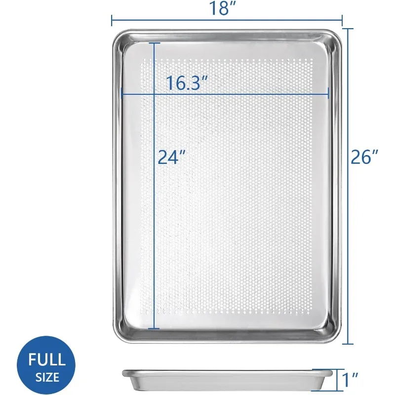 Aluminum Perforated Baking Sheet Pan 18”L X 26”W X 1”H Cookie Sheet, 6Packs, For Oven in Bakery & Restaurant, Kitchen