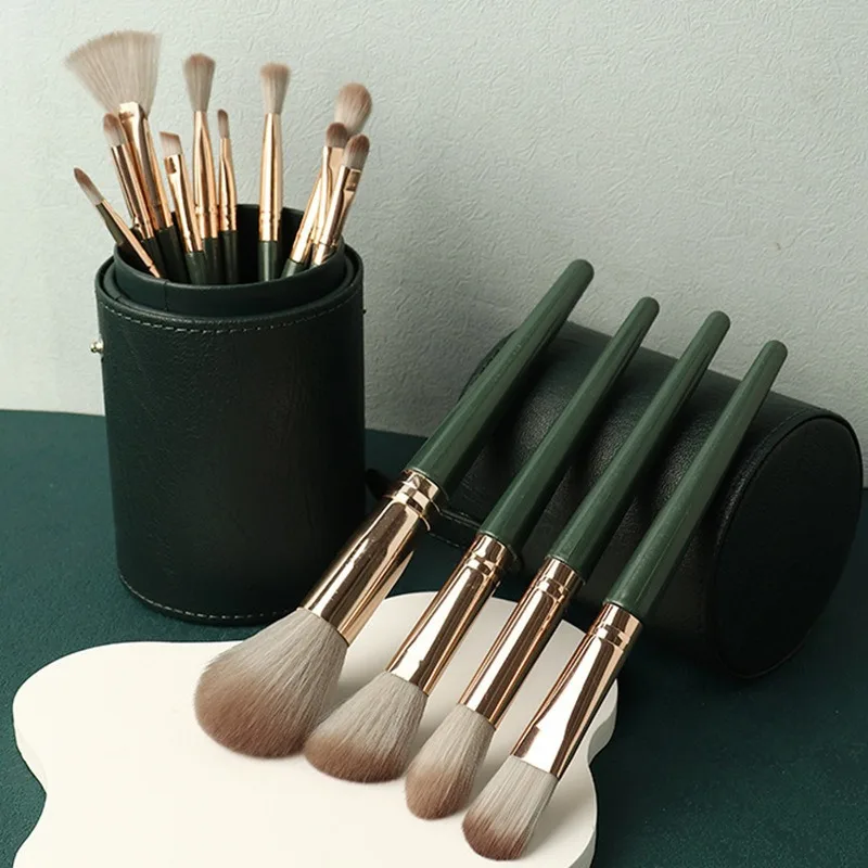 14Green Cloud Makeup Brush Suit Cangzhou Soft Hair Beginner Powder Brush Blush Brush Powder Powder Foundation Brush Brush Brush