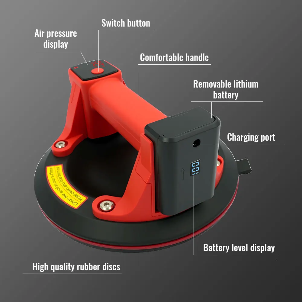 250KG Lithium - Battery Suction Cup One - Click Fast Adsorption Long - Lasting Battery Multi - Object Use - Efficient Installer