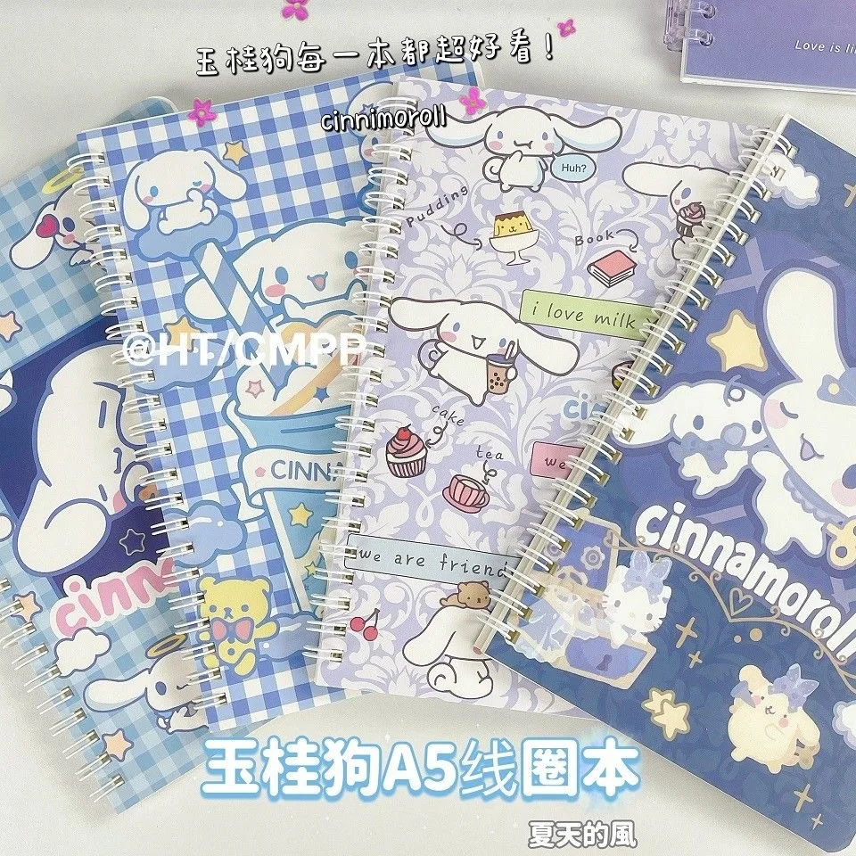 

4Pcs Sanrio Anime Kuromi Cinnamoroll A5 Coil Notebook Exercise Book Cute Cartoon Student Stationery School Supplies School Prize