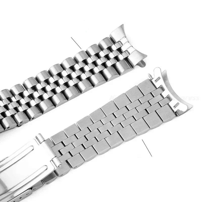 Curved End Metal Watch Strap for Rolex DATEJUST 19/20/21mm Solid Stainless Steel Watch Band for Jubilee Luxury Bracelet