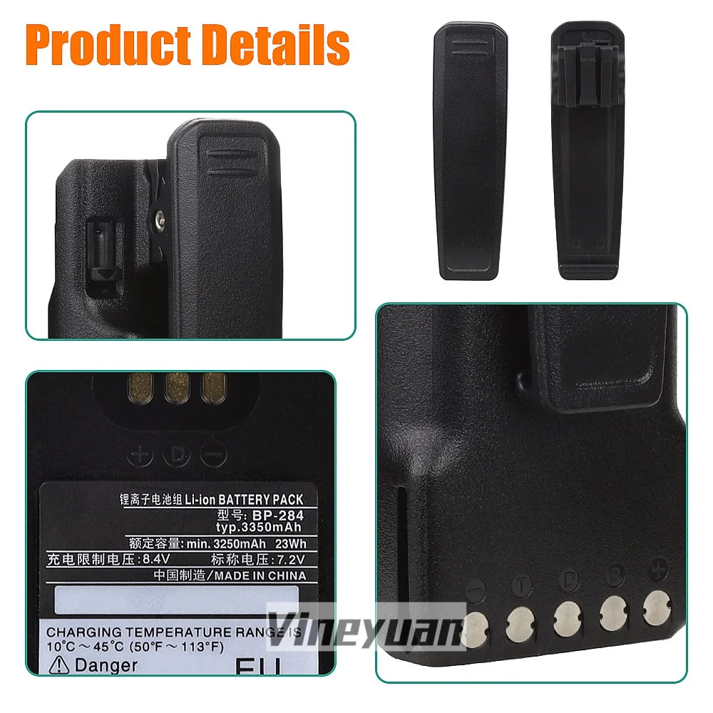 3350mAh BP-284 Li-ion Battery for Icom IC-F3400 IC-F3400D IC-F3400DP IC-F3400DPS IC-F3400DS IC-F3400DT IC-F4400 BP-283 Radios