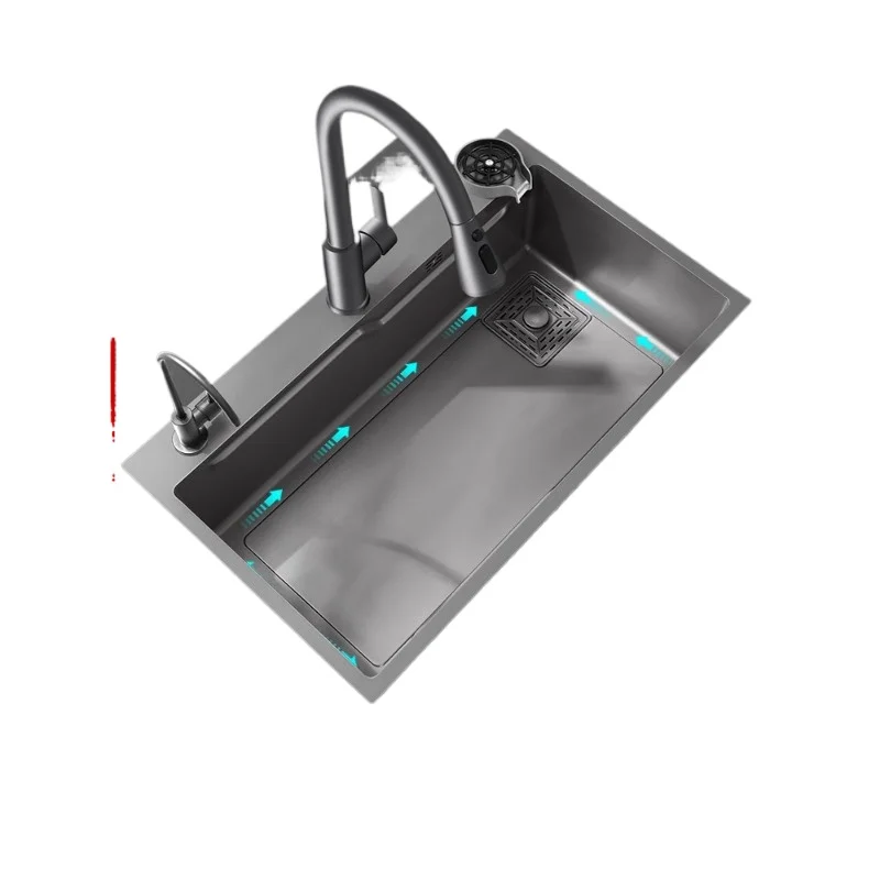 

304 stainless steel sink, kitchen sink, multi-functional under-counter manual large single sink, household dishwasher