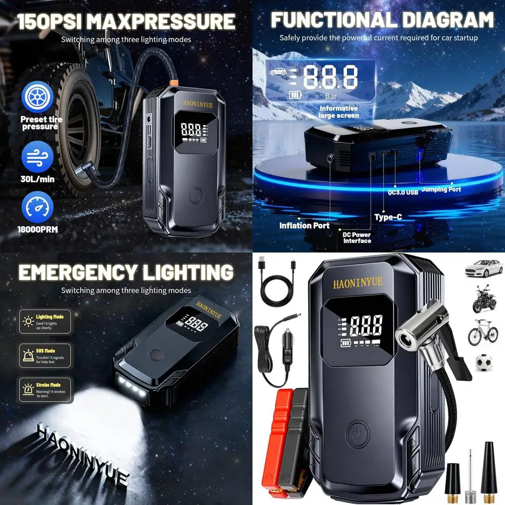 

Z8 Jump Starter with Air Compressor, 4000A Portable Car Battery Booster (9.0 Gas/6.5L Diesel) with 150PSI Auto-Shutoff Tire Infl