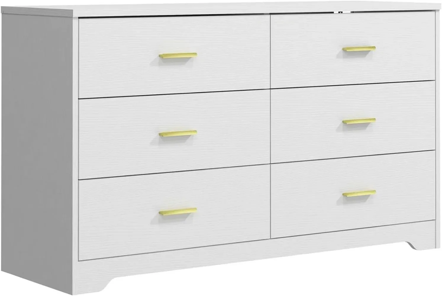 

Modern 6 Drawer Wood,Wood Lateral Chest of Drawers Storage Organizer W/ Wide Drawers & Metal Gold Handles Fr Bedroom,Living Room