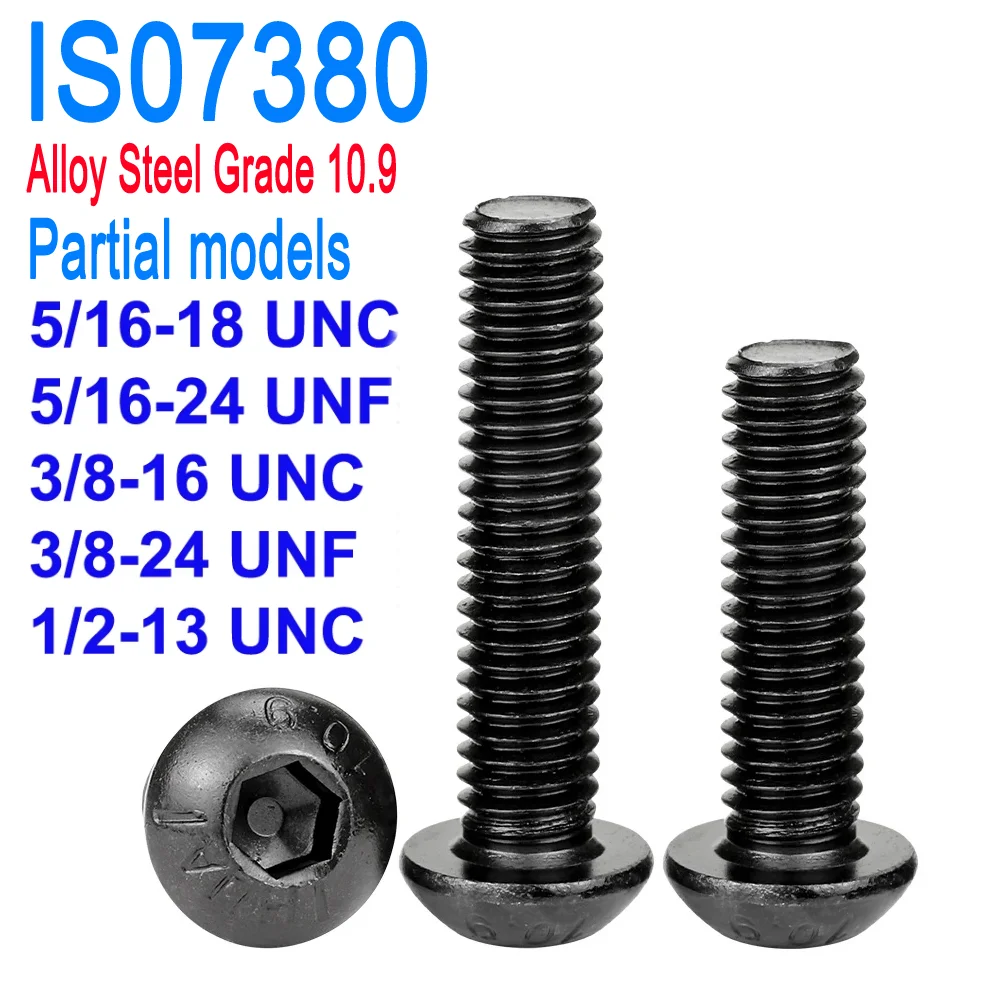 

Mushroom Allen Key Bolts 1/4 5/16 3/8 1/2 UNC UNF ISO7380 Grade 10.9 Alloy Steel Hex Socket Round Button Head Screws