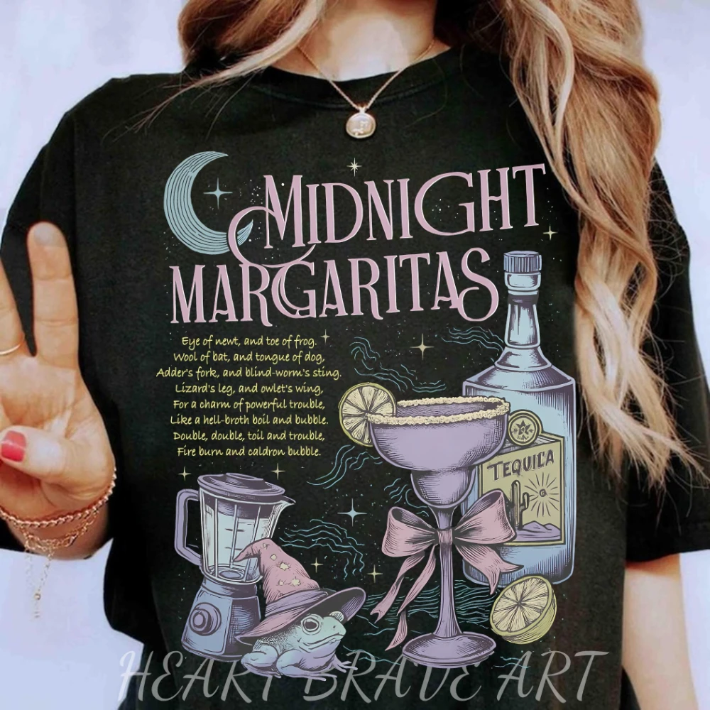 Midnight Margaritas Shirt Margarita Lovers Gift Tequila Halloween Margarita Halloween TShirt Witchy Halloween Tee