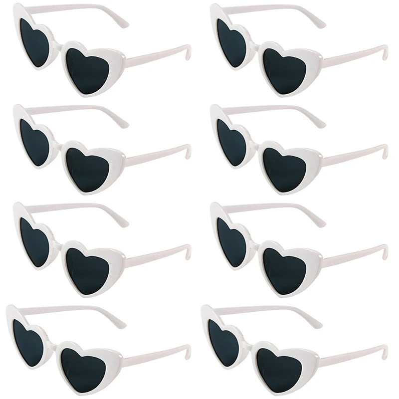 Coração Shaped Sunglasses para Bachelorette Party, noiva para ser dama de honra presentes, casamento Bridal Shower Decors, rosa e branco óculos, 8