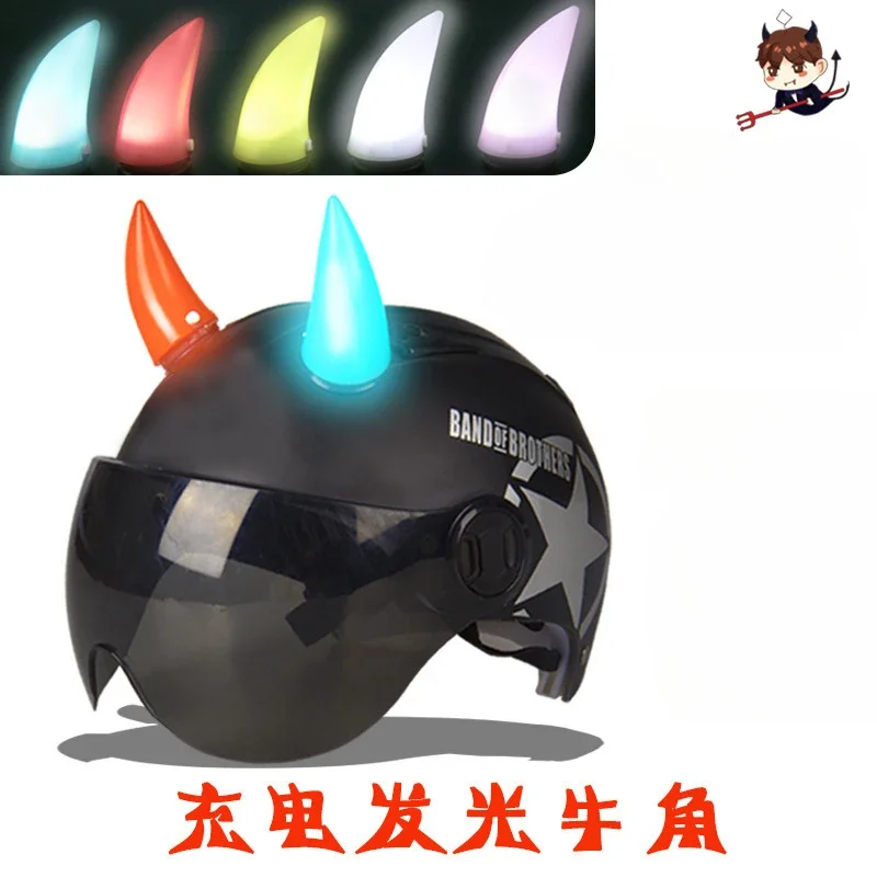 Motorcycle Helmet Decorative Glowing Horn Demon Suction Cup Flashing Universal  Accesorios Para Casco De Moto