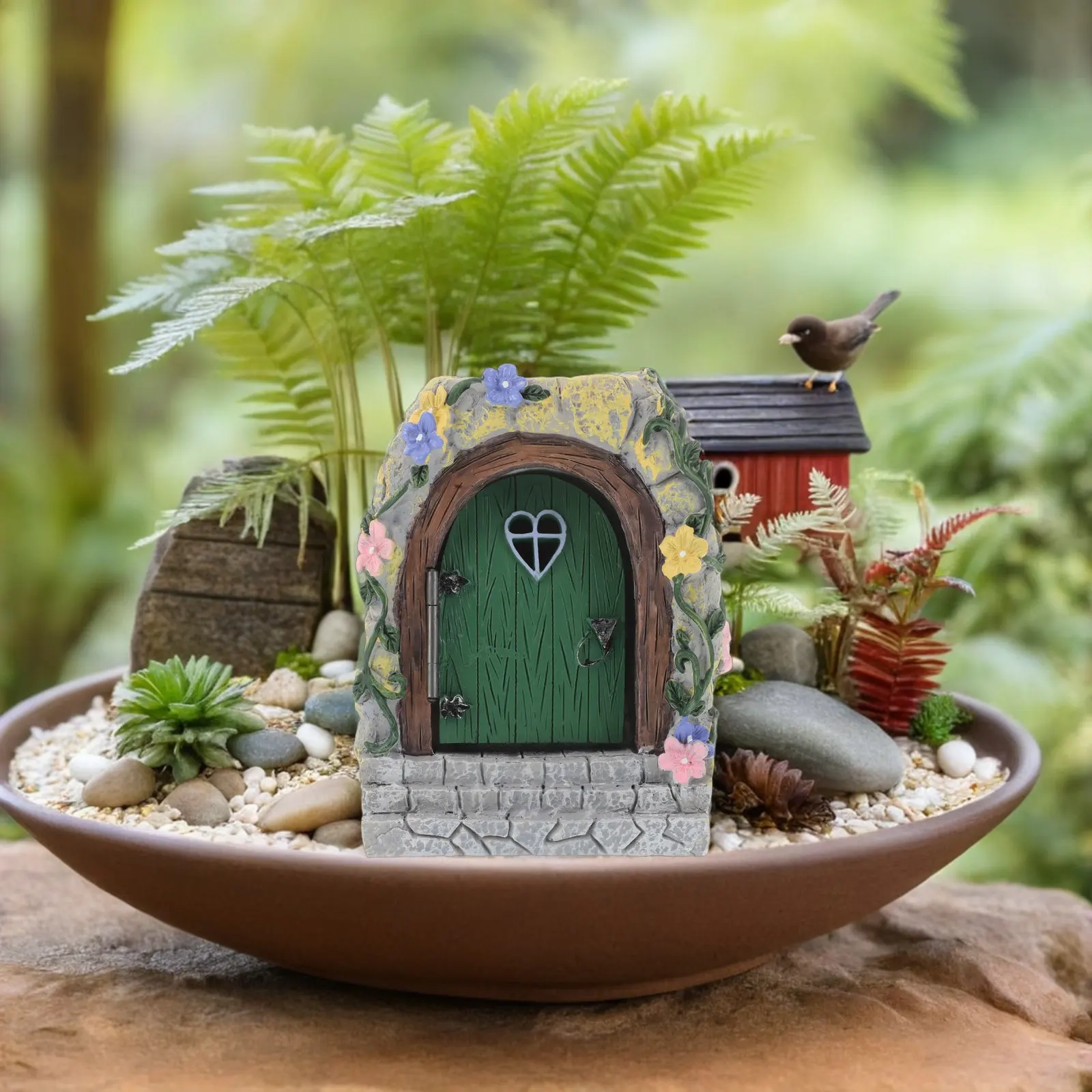 

Fairy Garden Resin Door Ornament Creative Miniature Fairy Gate Night Light Outdoor Patio Lawn Yard Tree Trunk Decoration