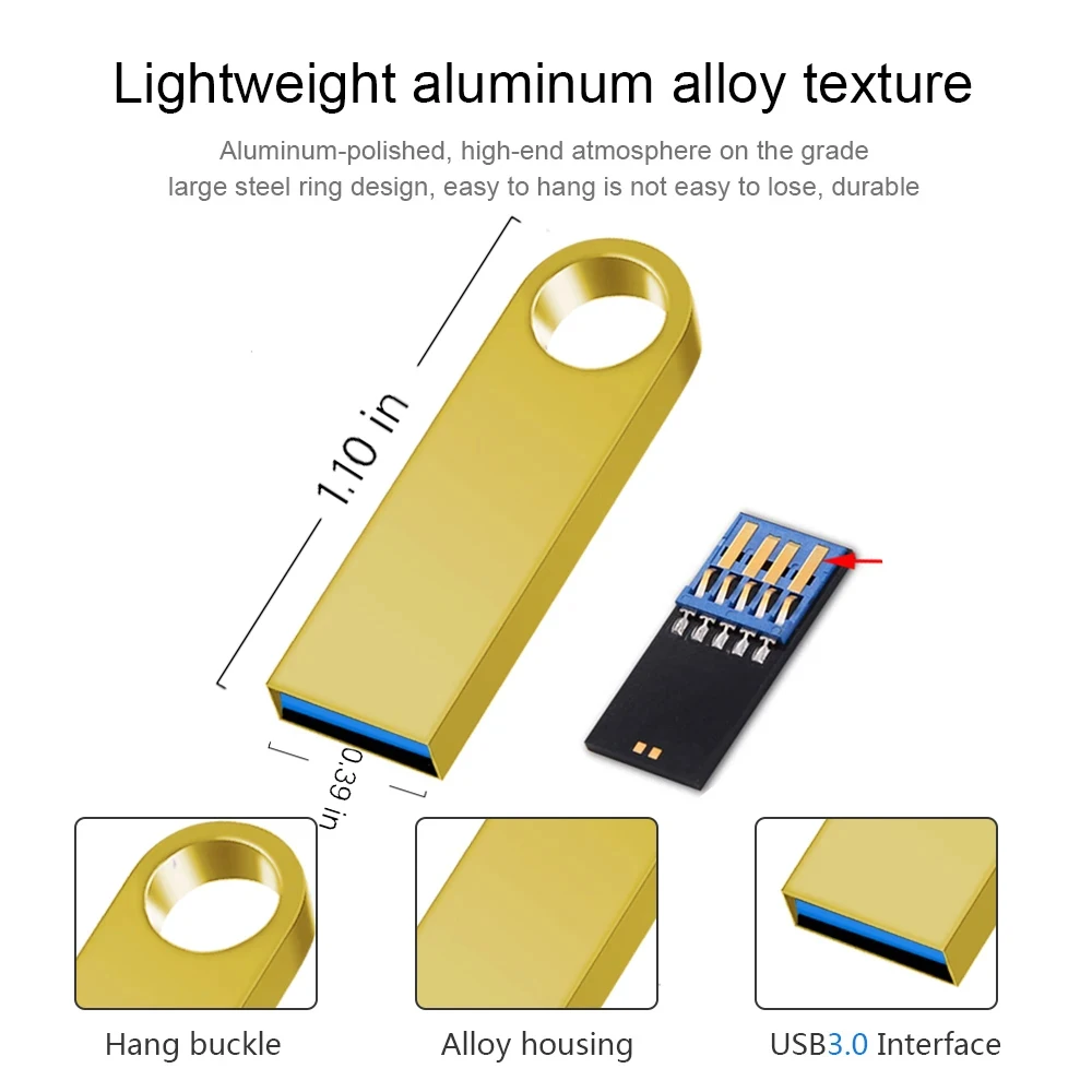 Metal USB 3.0 Flash Drive 128gb 16GB 8GB Flash Disk New Arrival Pendrive 32gb 64gb USB Flash USB Disk Memory Stick U Disk Gif