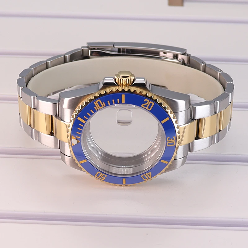 Silber- und Goldfarbenes 20mm Edelstahlarmband, 40mm Uhrengehäuse für Seiko NH35 NH34 NH36/38 Eta 2824 Miyota 8215 Uhrwerk 28,5mm GMT – Detail 11