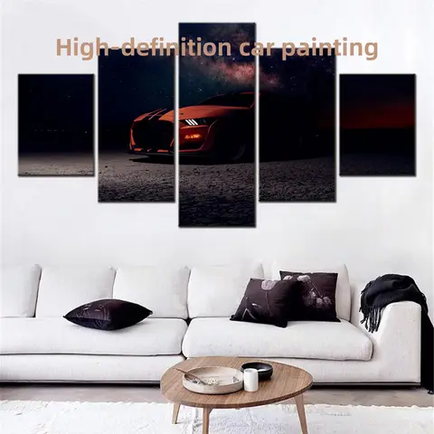 5 pezzi tela da parete arti auto poster pittura Ford Mustang Shelby GT500 carta da parati decorazioni per la casa immagine modulare stampa soggiorno