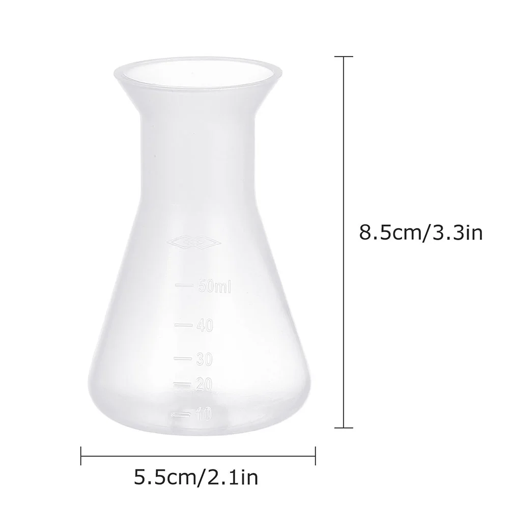 6 Pcs Plastic Flask Professional Erlenmeyer Coffee Filter 50ml Laboratory Equipment Major