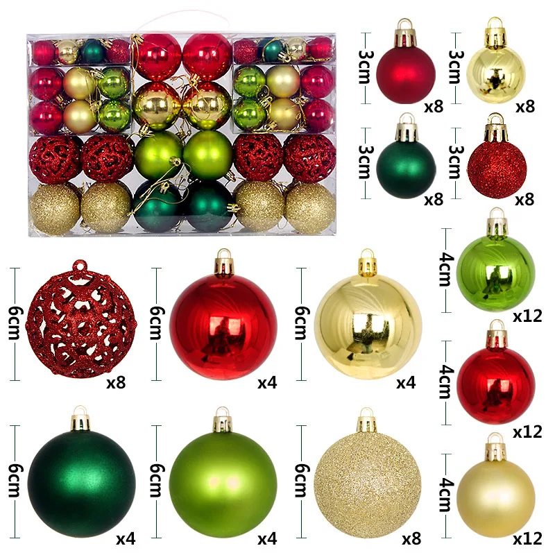 New Product Christmas Ball Color Set 100pcs Boxed Christmas Decoration Hanging Ball Christmas Tree Pendant Set
