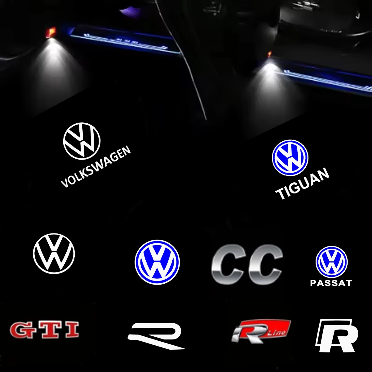 

2Pcs For VW Volkswagen Golf 3 4 Sharan Touran Lavida Caddy Beetle Jetta MK4 Bora MK3 Polo LED Car Door Logo Light Projector Lamp