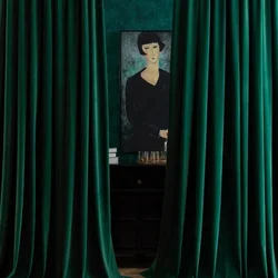 Simple Luxurious Velvet Curtains for Living Room Bedroom Flannelette Nordic Mink Green Non-inverted Fleece Blackout Thickened