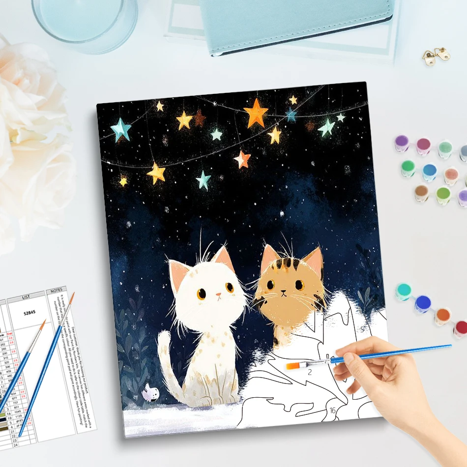GATYZTORY Diy Painting By Numbers Arts Draw Classic cat Funky Home Decor Items Gift Modern Arts Crafts Canvas Pictures Interior