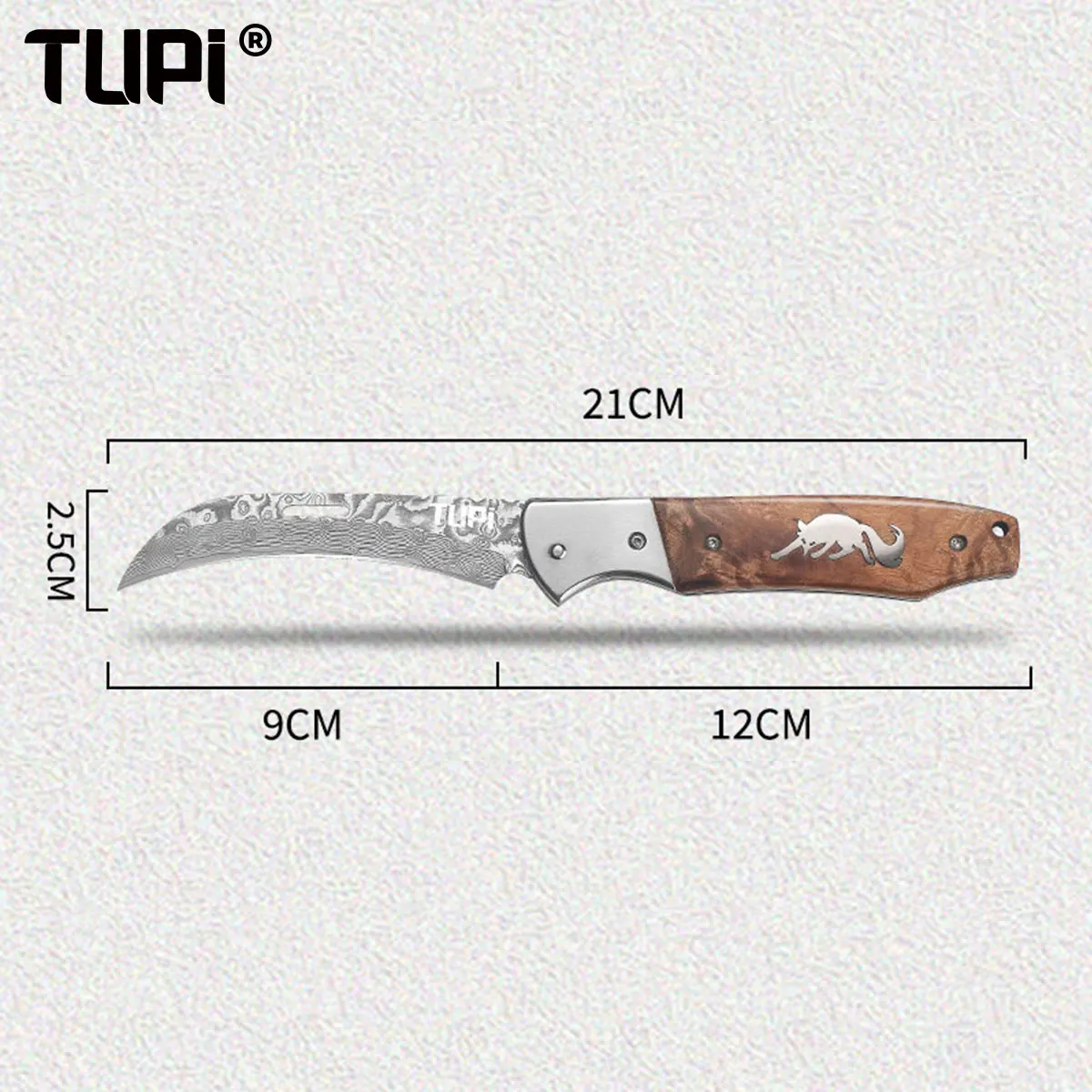 

TUPI — Мини-нож из дамасской стали — портативное складное лезвие для приготовления пищи и повседневного использования | Легкий и портативный карманный нож