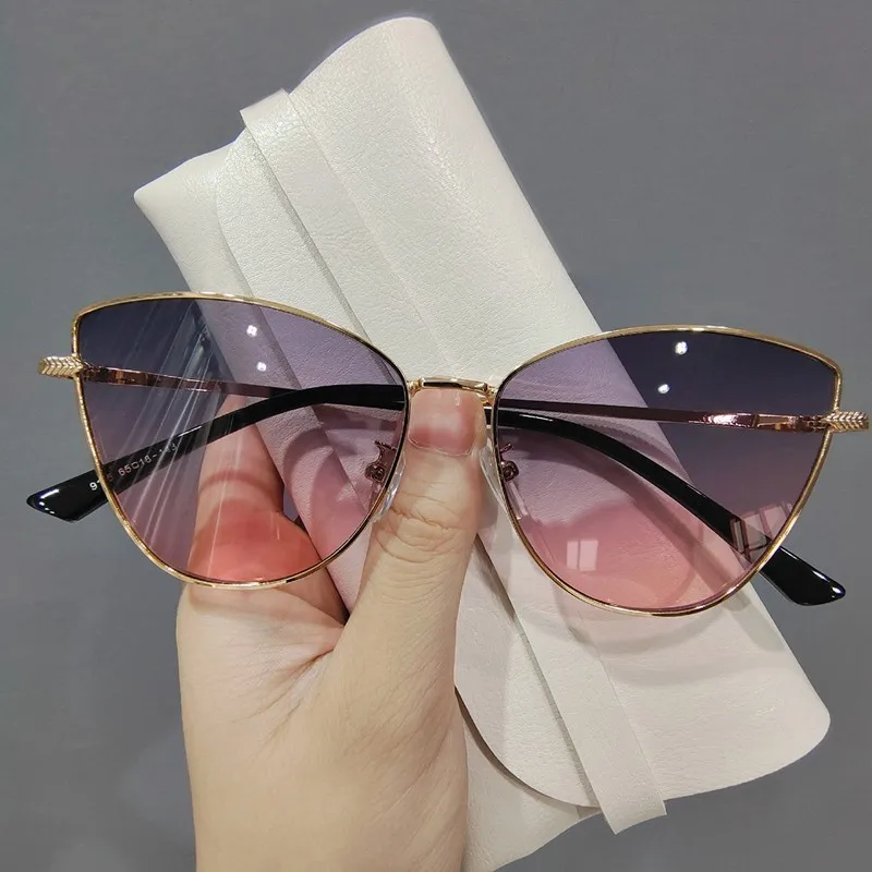 1/2/3Pes Neue grenzüberschreitende Großhandels-Metall-Katzenaugen-Sonnenbrille mit kleinem Rahmen für Frauen Xiaohongshu empfiehlt europäische und amerikanische Str