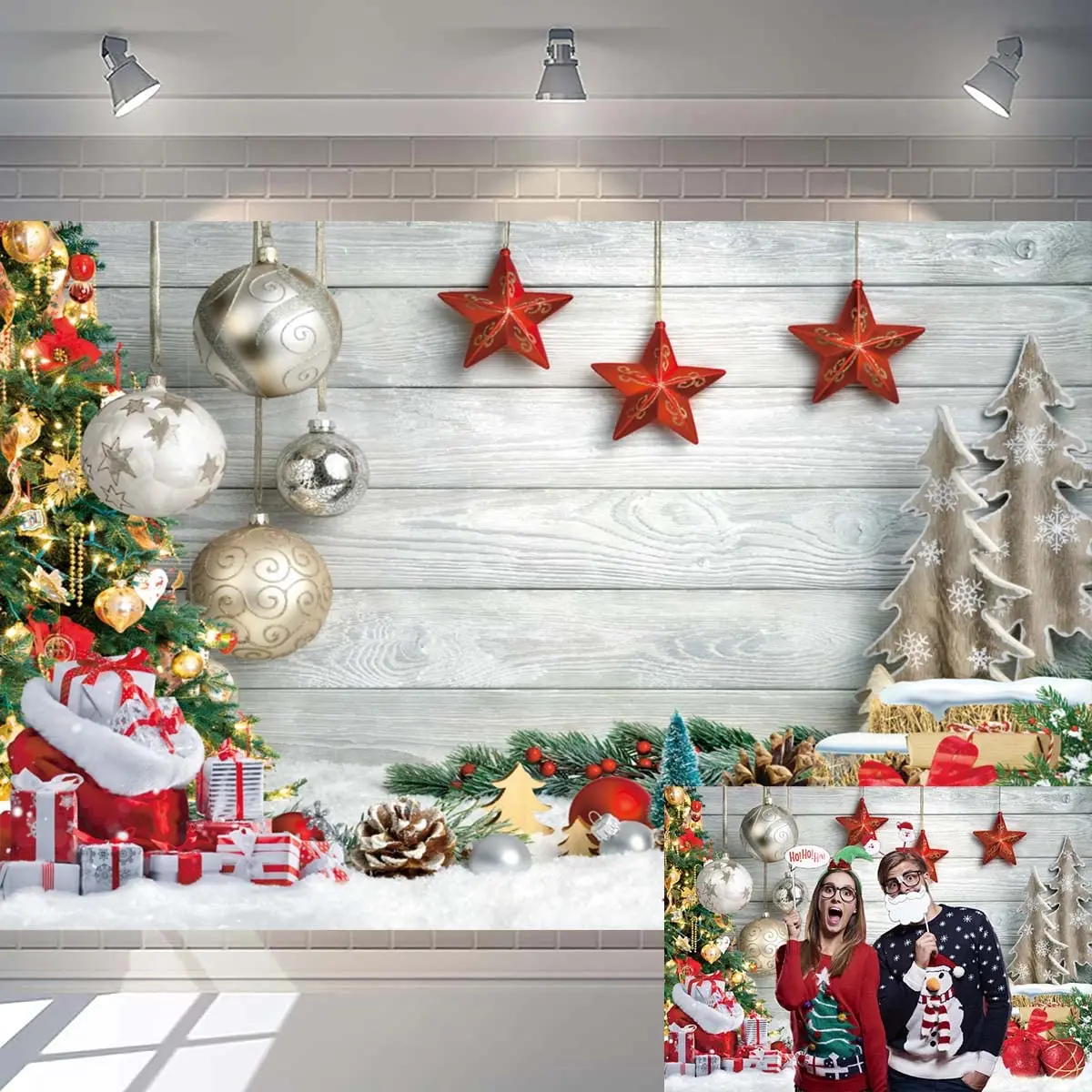 Christmas Backdrops for Photography Photocall Santa Claus Window Gifts Party Decor Background Photographic Kids Photo Studio