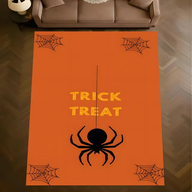 Fun Halloween-Themed 2D Carpet with Velvet Spider Web Pattern, Suitable for Living Room and Bedroom, Creates a Festive Halloween Atmosphere 5