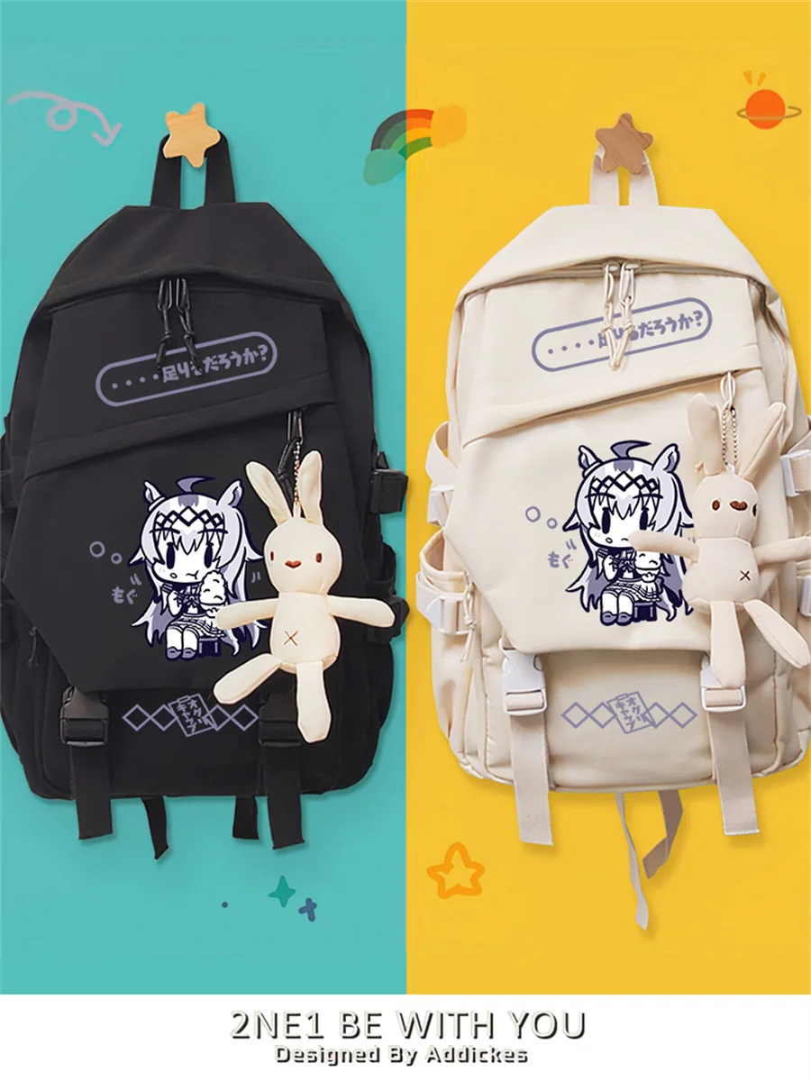 

Japanese Anime Pretty Derby Solid Color Printing Cartoon Cute Fashion Zipper Backpack Student Simplicity Soft Schoolbag