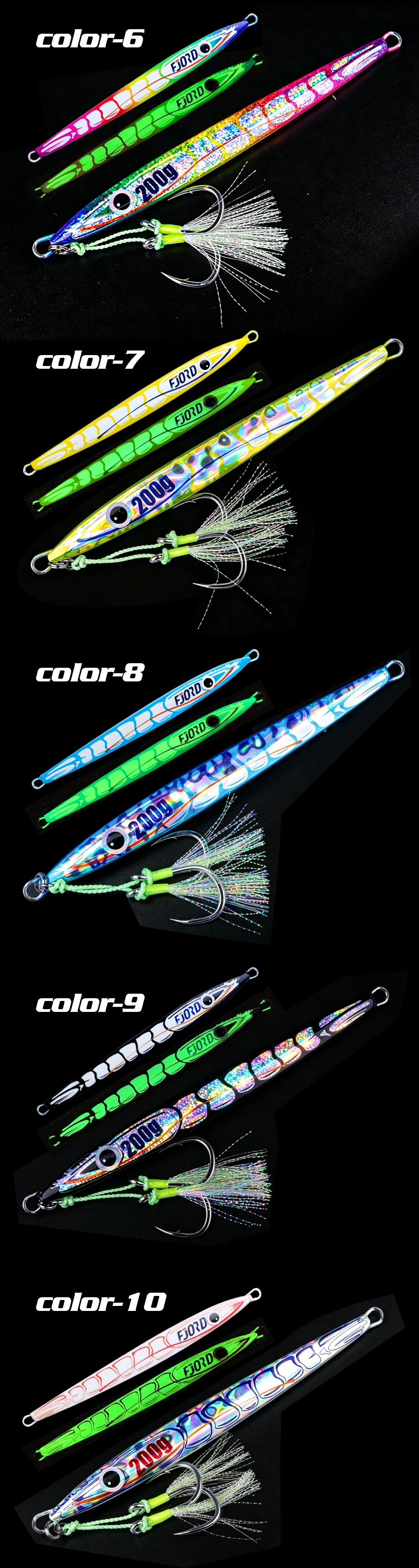 FJORD 150g 200g 250g Metall-Jig Angelköder UV Nachtleuchtend Meeres-Swimbaits Künstliche Köder Jigs Angelausrüstung Angelzubehör – Detail 7