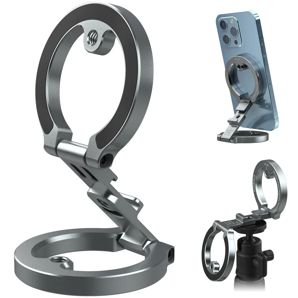 

Новый двусторонний магнитный держатель для телефона с ColdShoe 1/4 "-20 для MagSafe iPhone 16 15 14, штатив Android, автомобильный держатель для спортзала, подставка для телефона