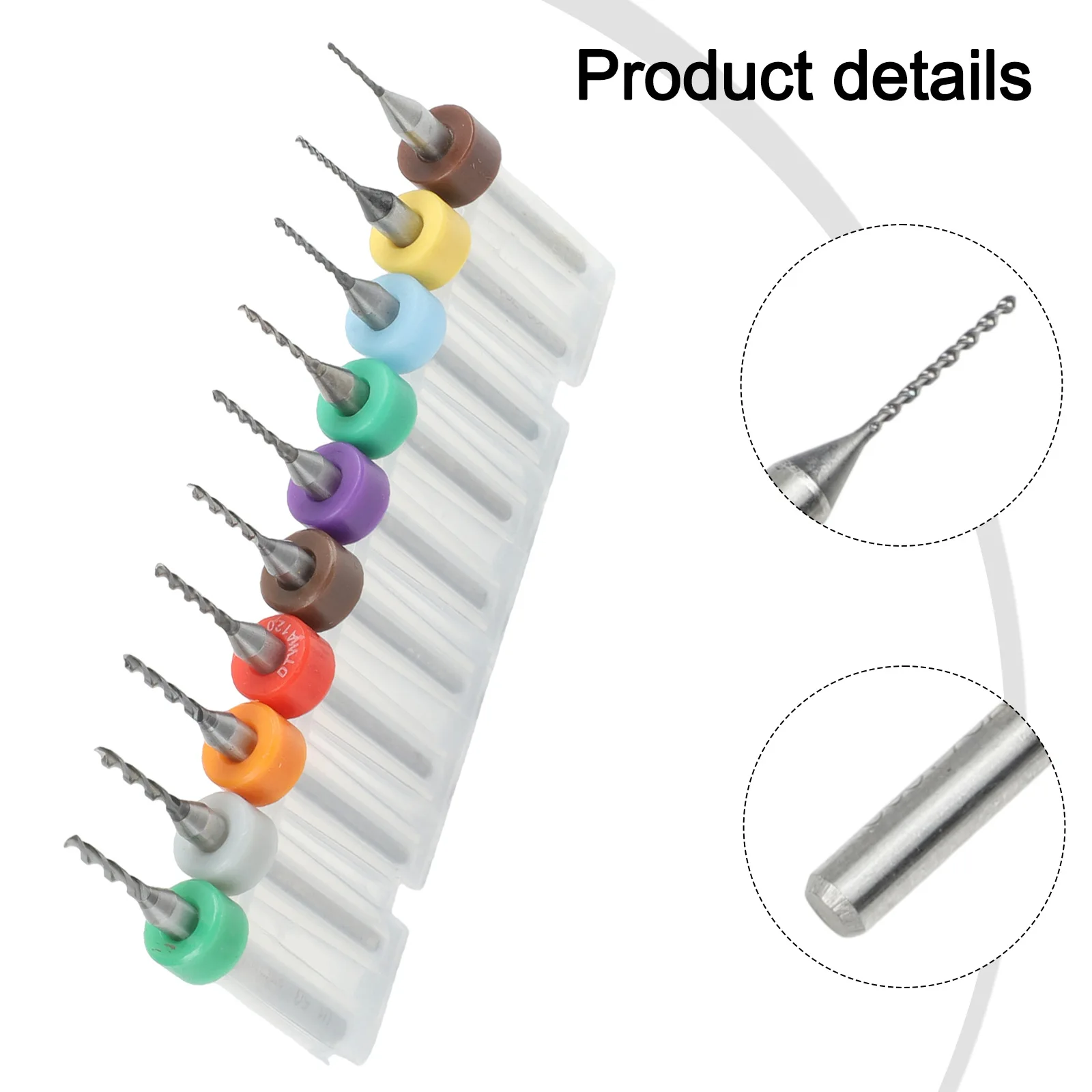 Carbide PCB Drill Bits 10PCS Set for Circuit Board and Metal Parts Processing with 38mm Total Length and Stability