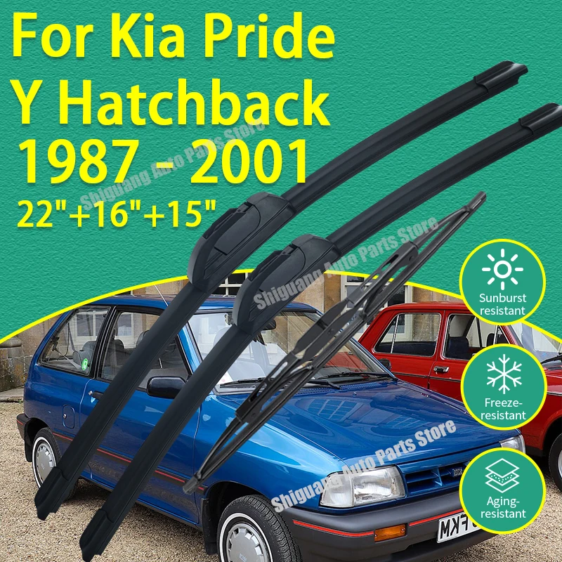 

Front Rear Silicone Coating Wipers for Kia Pride Y Hatchback 1987 - 2001 Car Wiper Windshield Windscreen Blades Accessories 1999