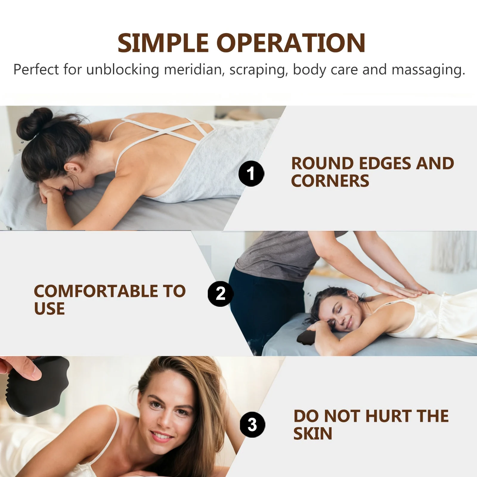 

Скребковая массажная расческа Многофункциональный массажер на каменной основе для лица, шеи, плеч, спины, ног Эргономичная форма Легко держать и контролировать