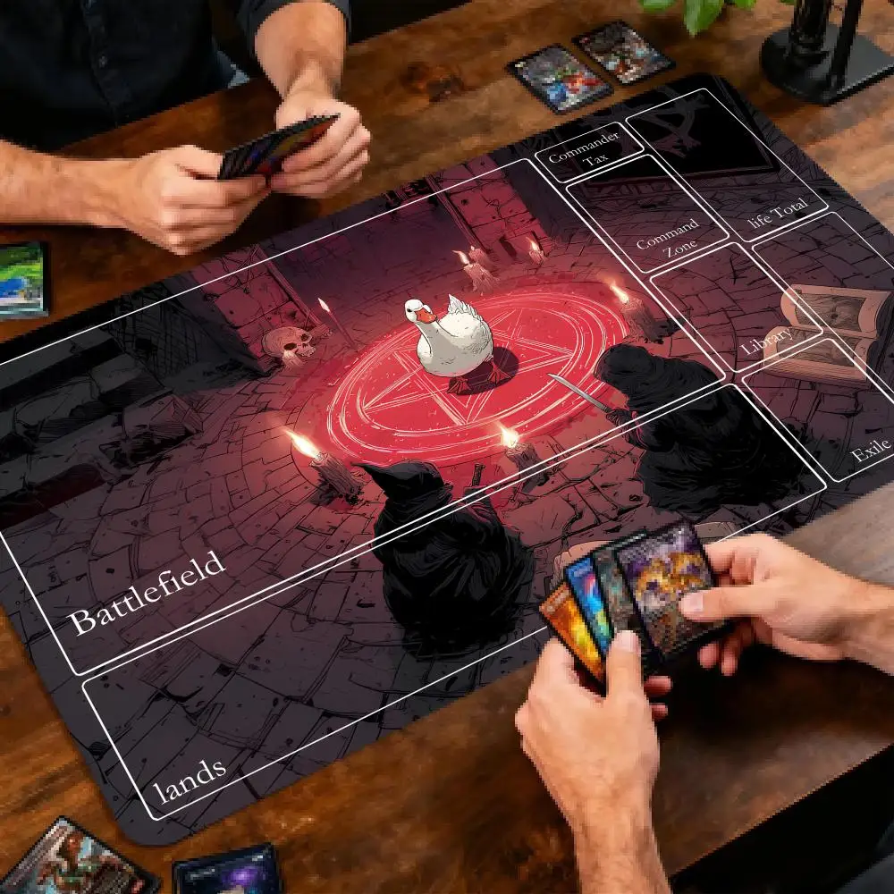 Summon Goose Ritual MTG Playmat Non-Slip Rubber TCG Battle Mat Funny Goose Commander Card Game Mat Magic The Gathering Play Mats