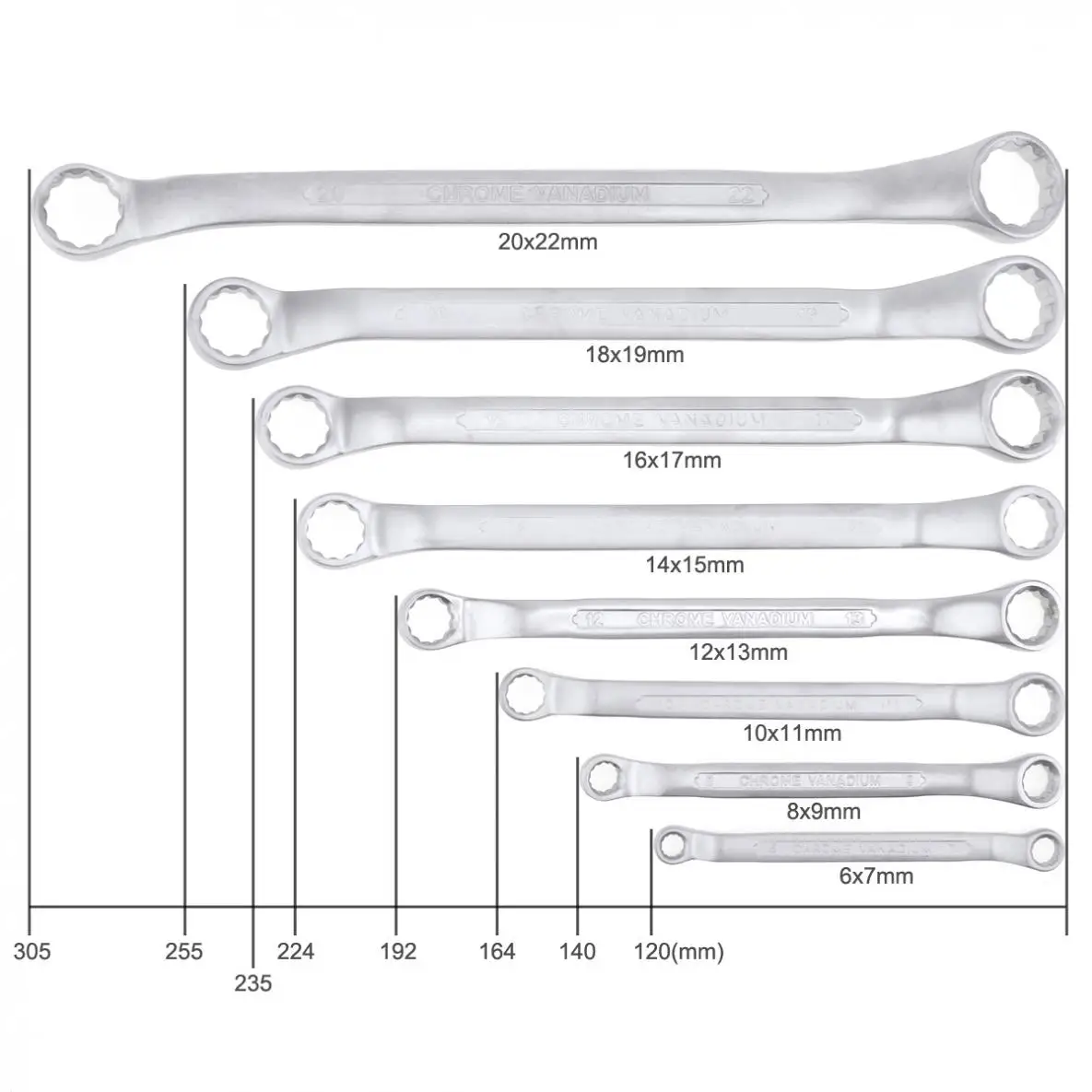 8pcs 6x7 - 20x22mm Double Ring Spanner Set Ratchet Wrench Set for Installation / Maintenance