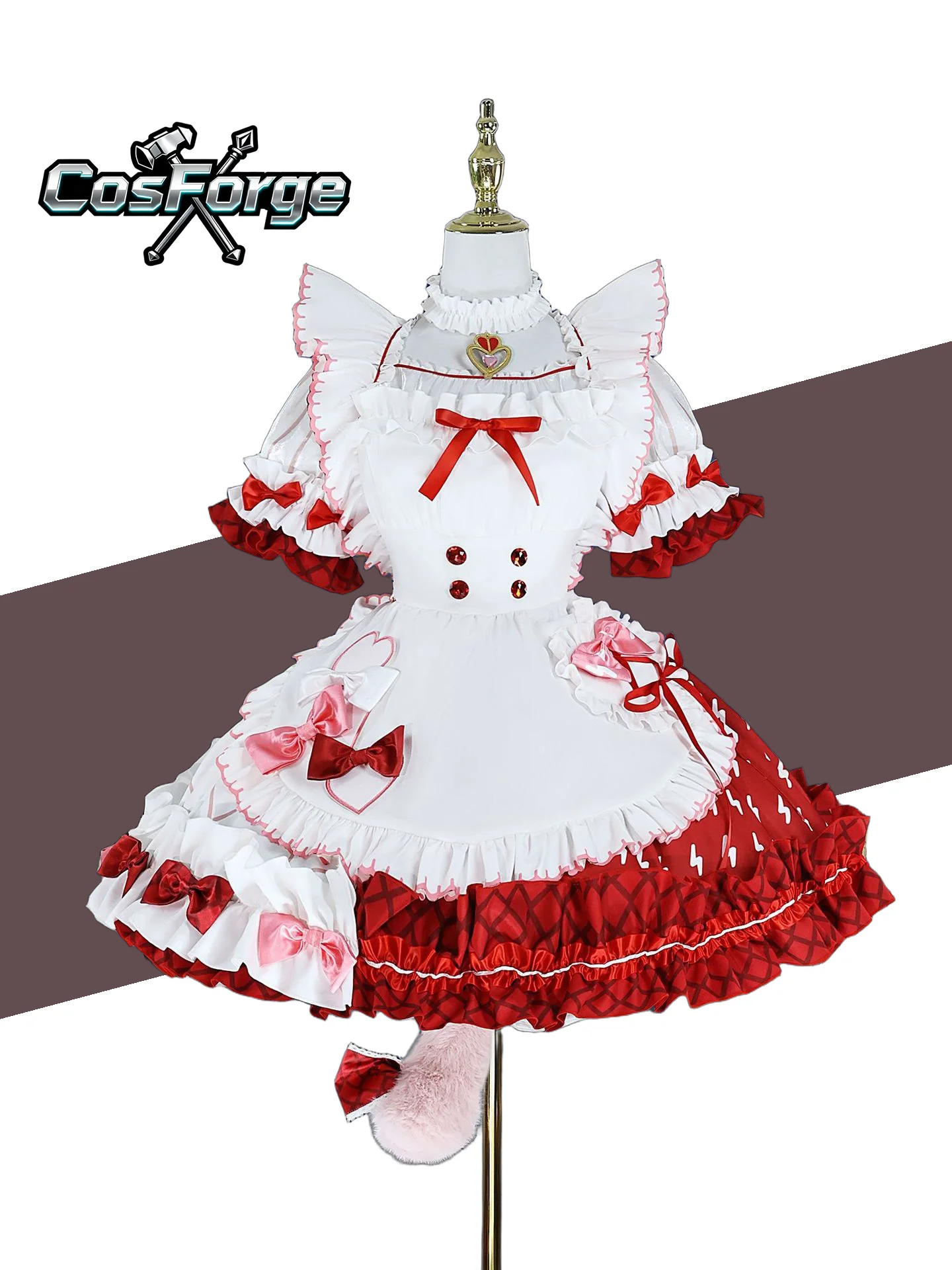 

Game Arknights Goldenglow Susie Party in the Garden Cosplay Costume with Bow Maid dress Pink Halloween
