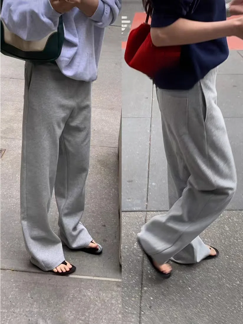 

Женские повседневные брюки с высокой талией и прямыми штанинами, свободного кроя, удобные хлопковые брюки, осенне-зимняя модная тенденция Ribonbit