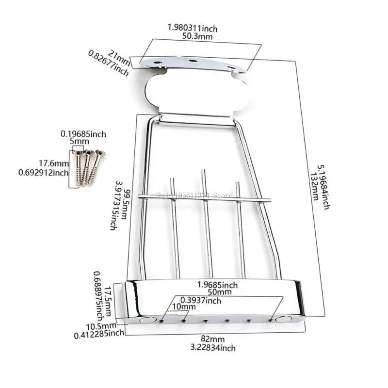 Short Guitar Bridge Tailpiece 6 String Electric Guitar Trapeze Tailpiece Bridge
