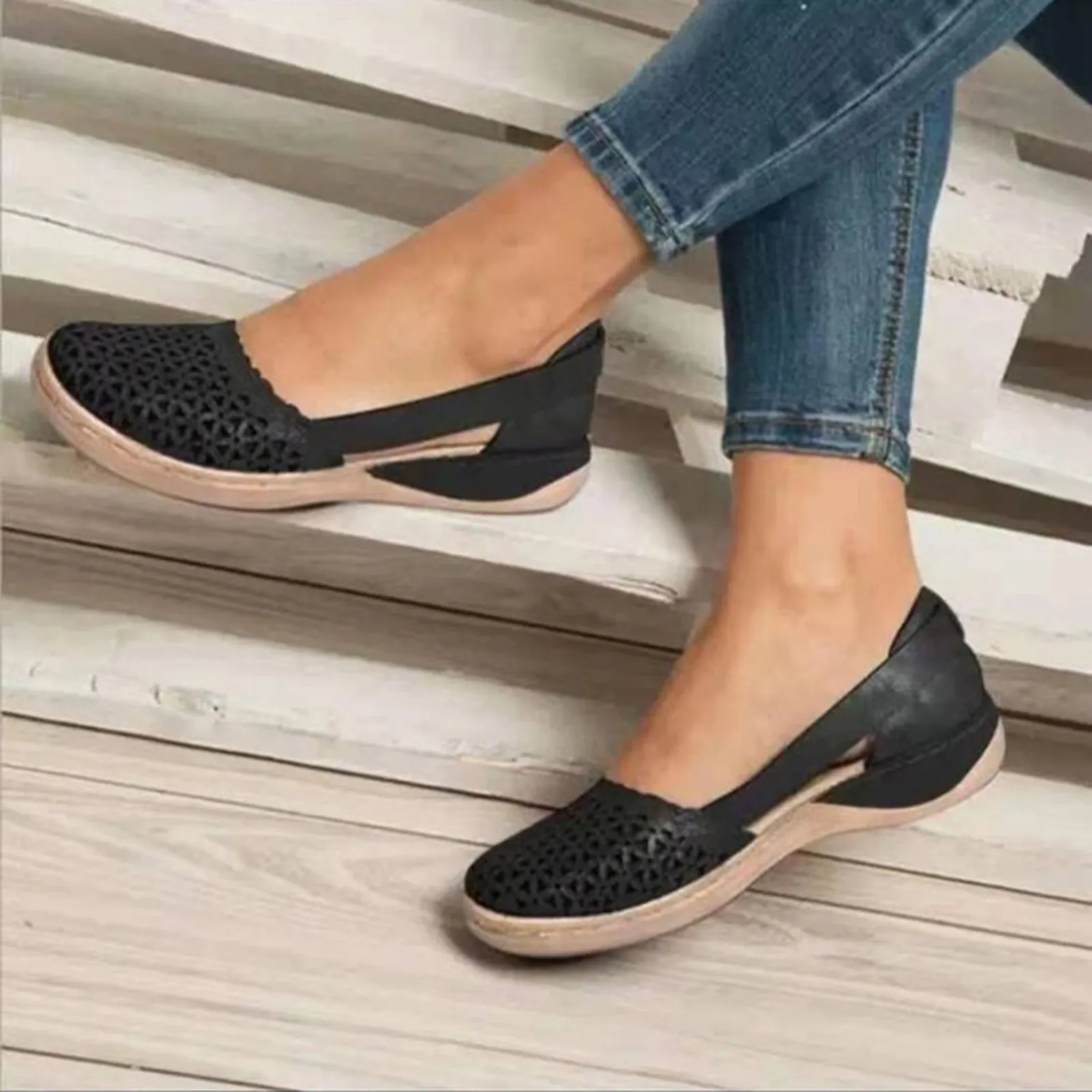 

Wedges Casual Sandals Vintage Woman Hollow Out Slip on Sewing Ladies Sandal Single Shoes Women Zapatos Muje Female Summer 2024