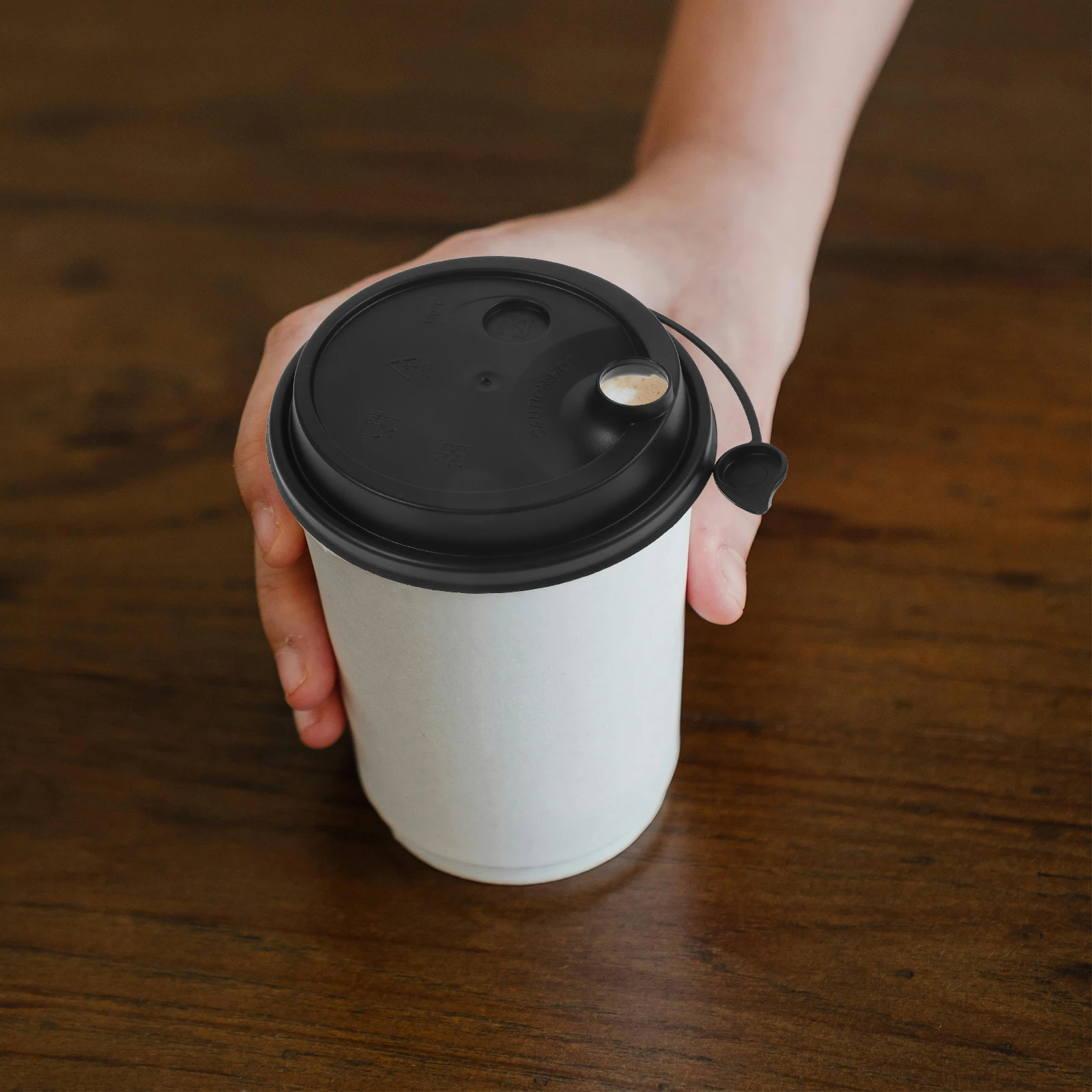 

100pcs Leak Proof Cup Lids for Coffee Milk Tea Cups 90mm Black Plastic Cover Hot Drinks Juice Soy Milk Porridge Kitchen Bar