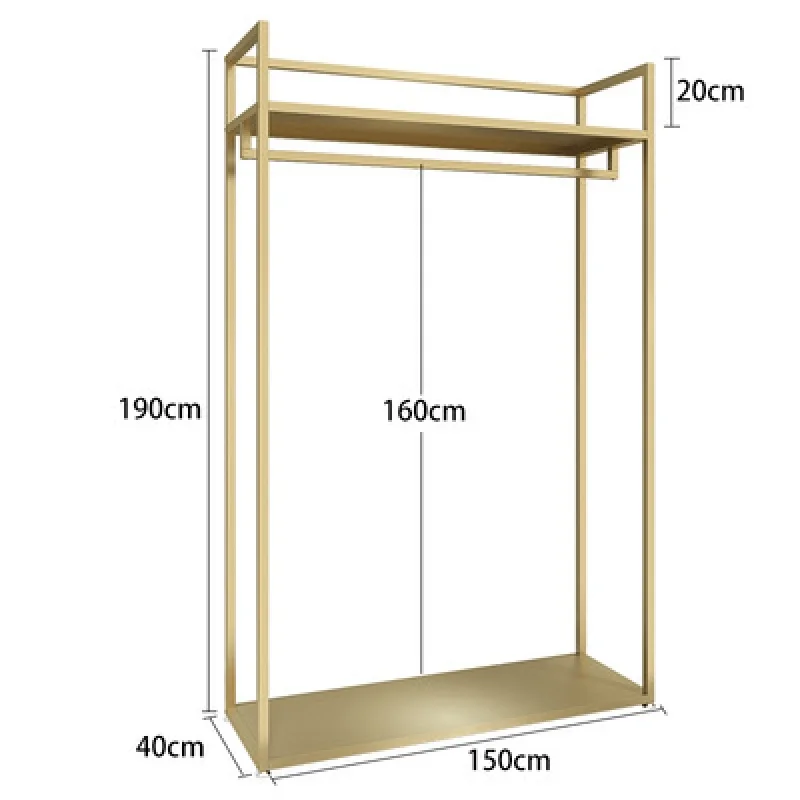 Custom , Rose Gold Rack Clothes Boutique Furniture Apparel Shelf Against Wall Metal Clothing Store Display Racks