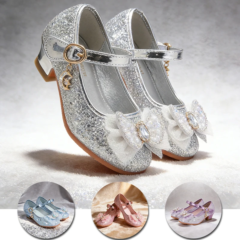 

Великолепная блестящая обувь принцессы на высоком каблуке для девочек, туфли Мэри Джейн, детская обувь для косплея, маскарада, свадьбы, дня рождения, танцевального случая