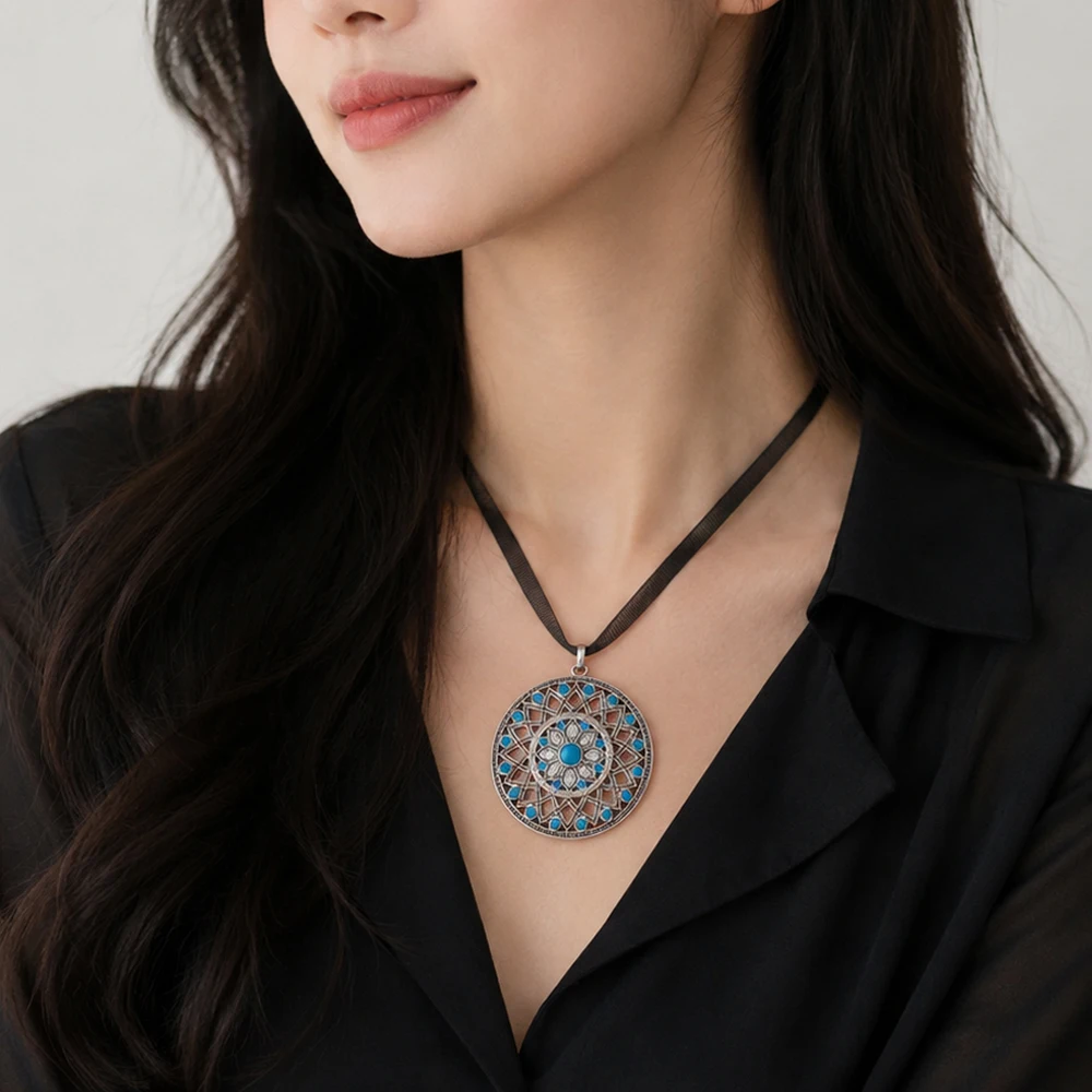 Wisiorek Niebieski Turkusowy Kamień Ozdoba Brand New Fashion 925 Sterling Silver Biżuteria Europa Akcesoria Prezent Dla Kobiet — zdjęcie 3