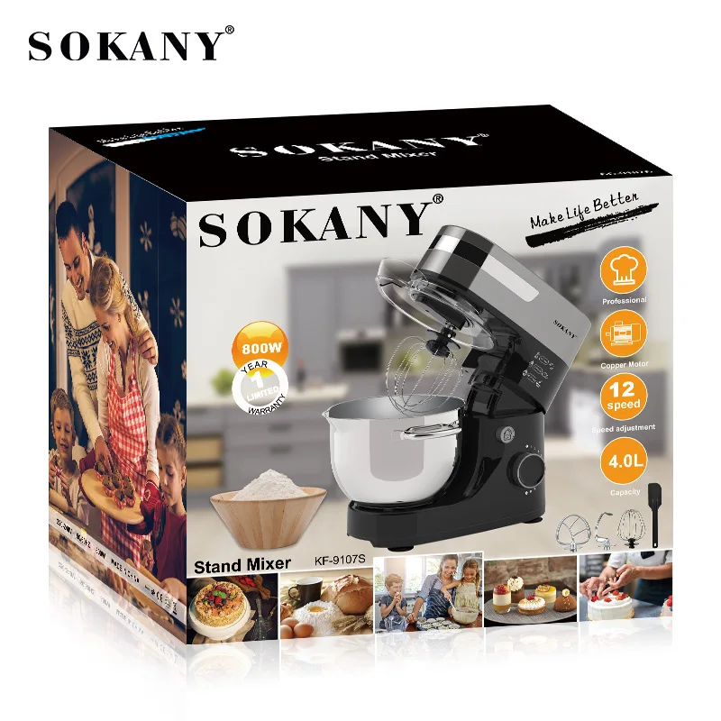 Sokany متعدد الوظائف المطبخ بلاندر ، الغذاء المعالج روبوت ، الشيف دلك ، العجين ، خلاط الدقيق ، 9107S