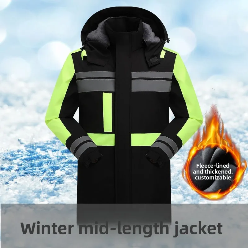 

Куртка спецодежды на заказ со светоотражающим принтом, зимнее термохлопковое пальто, уличная морозостойкая рабочая форма, парка для морозильной камеры