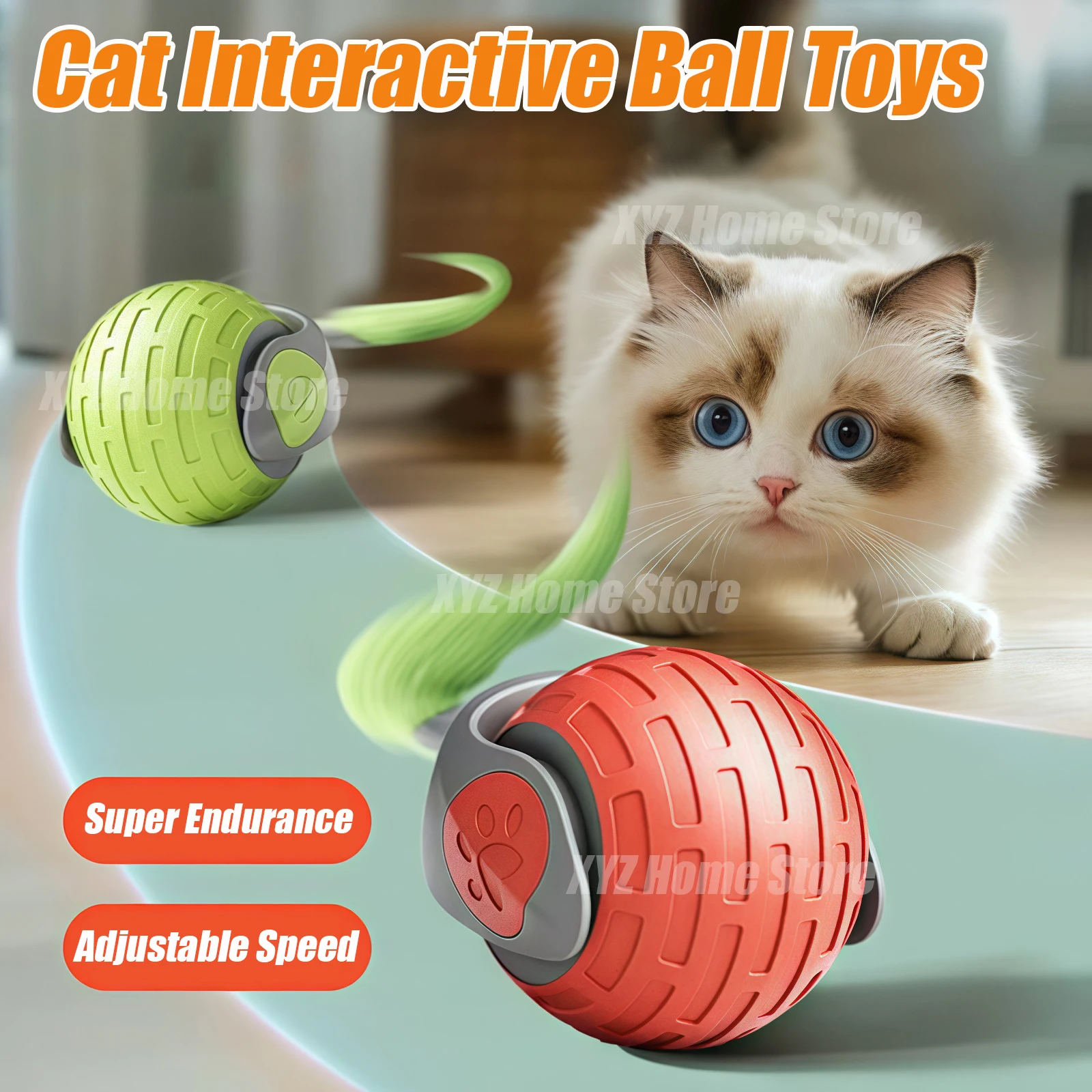 Smart Interactive Cat Toys Ball Auto Electric Rolling Ball Toys for Cat Kitty Pet Automatic Training USB Rechargeable Cat Toy