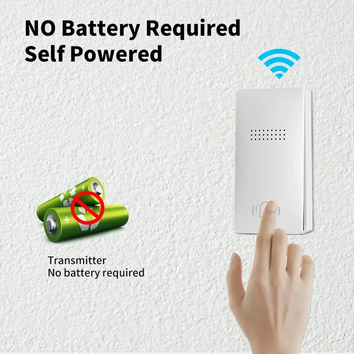 ABSF Outdoor Wireless Doorbell EU Plug Required Waterproof Self Powered Home Door Bell Chime Kit 38 Songs Smart Doorbell 2V1