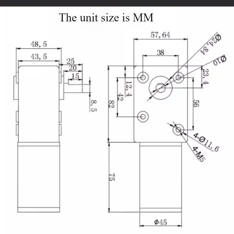 DC12V 24V forte coppia motoriduttore metallo Turbo riduttore a vite senza fine motore invertito a bassa velocità 250kg.cm motoriduttore a vite senza