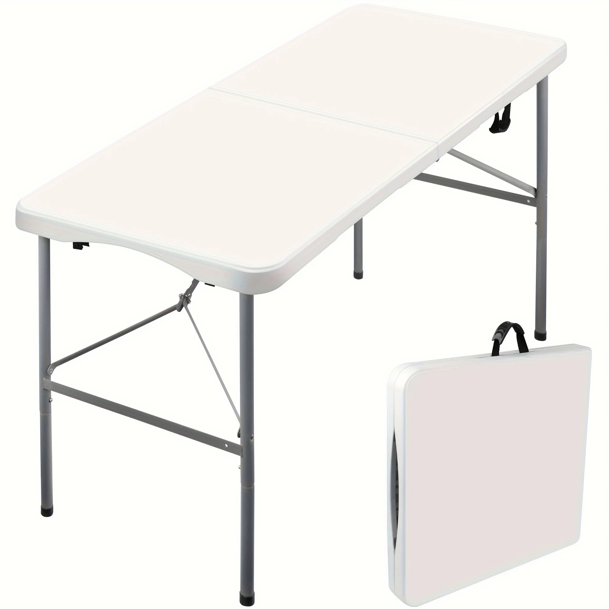 

MARIIS 4 FT/6 FT Folding Table - Portable Rectangular Table With Handle & Secure Locks, Sturdy White Surface Banquet Table For Indoor & Outdoor Events