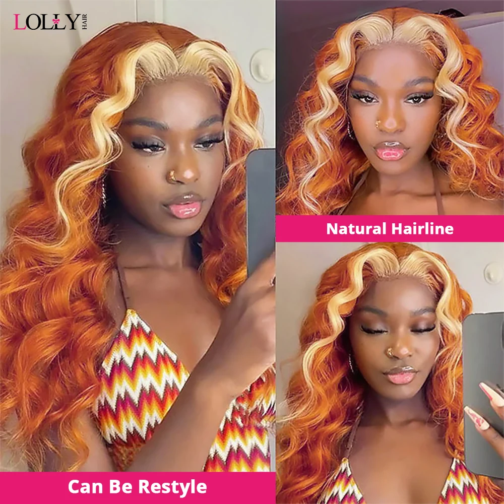 28 30 32 Inch Ginger Lace Front Wig Human Hair 13x4 Body Wave Lace Front Wig Orange 613 Blonde Wig Remy Colored Human Hair Wigs