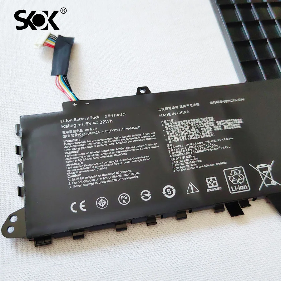 B21N1505 (7.6V 32Wh 4240mAh) Laptop Battery for Asus EeeBook E402MA E402MA2940 E402SA E402SA3160 E402NA E502SA E502SA3160 Series